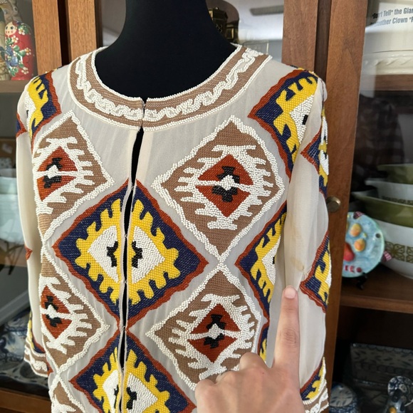 Diane von Furstenberg Beaded Cropped Silk Dinner Jacket - Picture 6 of 12